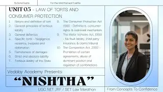 Unit 5 Law of Torts and Consumer Protection - UGC NET JRF/SET LAW Nishtha Marathon | Vedalay Academy