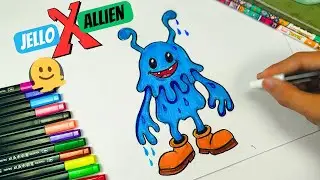 Ep 1: Crazy Character Lab | Easy Blue Jelly Alien Drawing for Kids | Mashup & Character Fusion