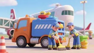 Toy Truck Airport Clean-Up Team | Fun Kids Song & Nursery Rhyme