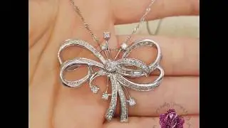 Ebay listing: Estate 1.17ct Diamond Bow Brooch& Pendant 14k White Gold Length 24