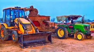 Jcb 3dx Eco Excellence Loading Mud in Trolly Jhon Deere 5105 got Fired While Kubota specs Farmtrac 