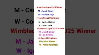 2025 All Winners of Lawn Tennis | Winner of 4 Grand Slam Tennis Tournament | Current Affairs 2025