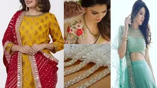 पर्ल लेस Lace Accessory Suit Designing Ideas For Salwar Kameez & Kurti /Pearl bead suit designs 2021