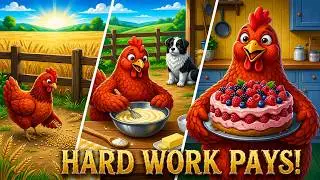 The Little Red Hen Story 🐔🍰 | Moral Story for Kids | Hard Work Pays Off
