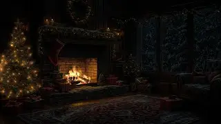 Peaceful Christmas Ambience🎄Cozy Room with Crackling Fireplace &Winter Wind Sound for Deep Rest ASMR