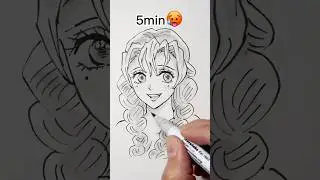 How to Draw Mitsuri in 30Sec,1,3,5,10Min,1Hr #DemonSlayer #Drawing #satisfying