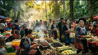 Rainforest Market Day on China-Vietnam Border 🇨🇳 vn