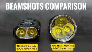Beamshots Comparison - Nitecore EDC37 vs Nitecore TM9K Pro | Test Range: 25m - 100m