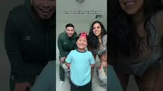 Son does animal challenge with mom and dad #shorts
