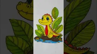 Cute Crocodile Coloring 🐊 | Fun Jungle Art for Kids #shorts