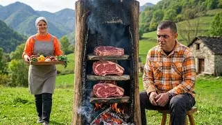 How to Cook Rustic Coffee-Infused Steaks ||  Traditional Village Style  #youtube