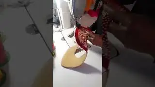 Hand embroidered women footwear making  #handmadeshoes