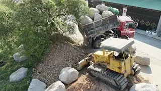 Skilled Operator Bulldozer Pushing Soils Clearing Construction Site Fast
