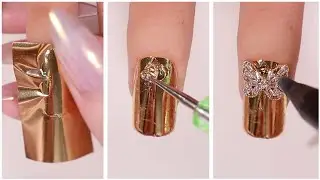 New Nail Art 2023 🎀 Gold & Pink Charm Nail Art Designs