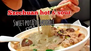 Spicy and sour sweet potato noodles Mukbang|yunan Chinese noodle style