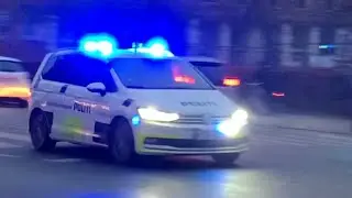 [Politi] Politi patruljevogn i udrykning p&aring; Smallegade polizei Police car responding urgently