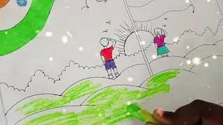 Simple drawing flag hoisting very easy #indeoendance day #shorts #viral # unique ideas 🇮🇳🧡🤍💚