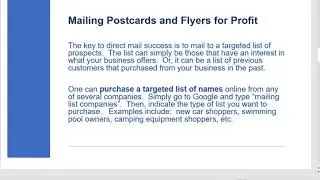 Making Money.  Mailing Postcards And Flyers For Profit