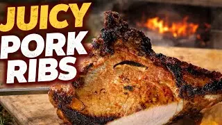 Juicy Pork Ribs on a Handmade Rustic Grill | Outdoor Cooking ASMR