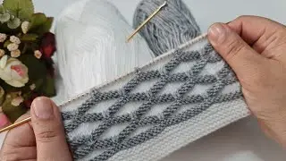 İki renkli yelek hırka battaniye örgü modeli / two color knitting pattern