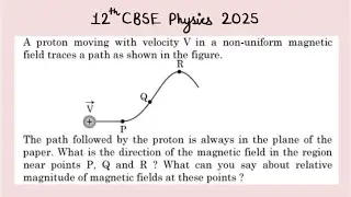 XII Physics 2025 A proton moving with velocity V in a non-uniform magnetic field traces a path as