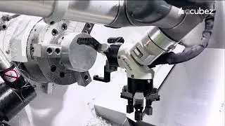 acubez&trade; DoorCube: automated machine tending process of Doosan machine with autodoor #CNC #robotics