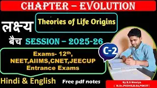Thieores  of Life Origins in hindi|Biology classes |12th Biology Exams 2026|Chapter Evolution