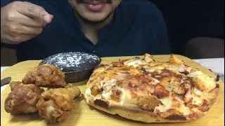 ASMR | Eating Chicken Tikka Pizza , Chicken Wings and Chocolate lava cake | Eating Sounds