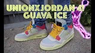 UNION / JORDAN 4 GUAVA ICE Review, on-feet, and tongue stitching