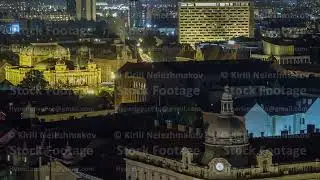 Old town of Zagreb at night timelapse. Zagreb, Croatia