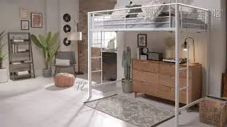 Premium Metal Twin Loft Bed - White