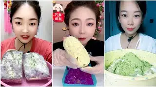 ASMR ice eating with passion fruit and milk powder and matcha EP867