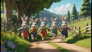 Five Little Bunnies Jumping on the Ground | Fun Bunny Counting Song for Kids | Hop Along Rhyme