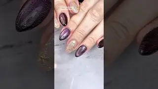 Purple Cat eyes with chrome / Kota Kinabalu / Nail Salon / #satisfying #shorts #fypシ