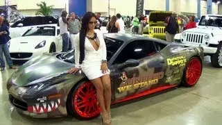 Crazy Wrap Hot Ferrari Italia at DUB show Miami & Really Hot Girl