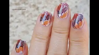 Elegant Brown AUTUMN NAILS 2021 - Dry Marble Needle Nail Art For Begginers