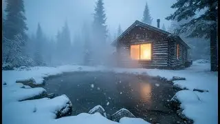 Winter Cabin Ambience with Heavy Snowstorm & Hot Spring ❄️ 2026 Sleep Aid [Instant Calm]