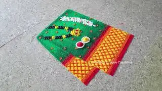 Makar Sankranthi Special Haldi Kunku Rangoli | Paithani Saadi Rangoli for Haldi Kumkum
