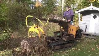 Efter tr&auml;df&auml;llning bit f&ouml;r bit, kan vi forsla bort tr&auml;kubbarna. Vi har v&aring;r maskin till hj&auml;lp.