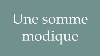 How to Pronounce ''Une somme modique'' (A small sum) Correctly in French
