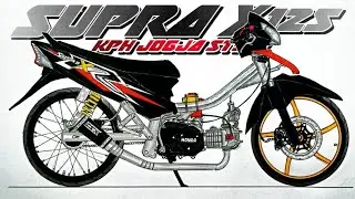 Cara menggambar motor drag KPH JOGJA STYLE, menggambar motor drag sleep engine Supra x125