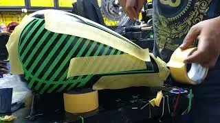 fuel tank graphic airbrush | how to airbrush graphic step by step | harley davidson tank airbrush
