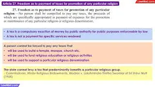 Taxation & Religion Article 27 Constitutional Law LLB
