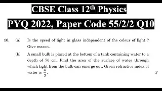 A small bulb is placed at the bottom of a tank containing water to a depth of 70 cm. Find the area o
