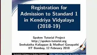 REGISTRATION PROCESS FOR ADMISSION TO CLASS 1IN KENDRIYA VIDYALAYA (2018-19)