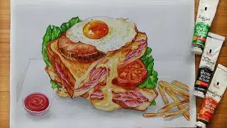 Watercolor food painting || How to Paint A Sandwich Easily