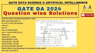 GATE DA 2024 QUESTION - WISE DETAILED SOLUTIONS | Data Science and Artificial Intelligence I Q. 38