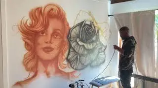 Freehand airbrush mural, part 3