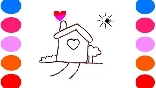 Cute House  Drawing, Painting & Coloring For Kids and Toddlers_ Child Art