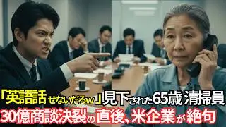 「英語も話せないだろｗ」と笑われた65歳清掃員。30億の商談が決裂した瞬間、彼女が受話器を取ると米企業社長が絶句【前編】感動スカッと｜朗読
